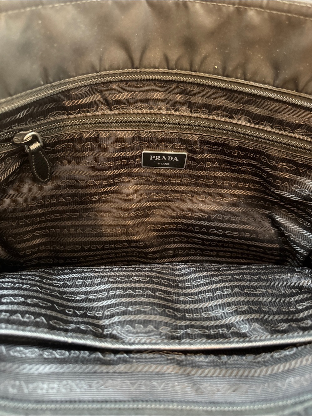 Prada Black Nylon Shoulder Tote with Front Pocket - Picture 2 of 4